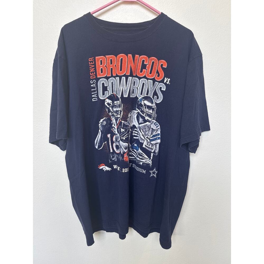Denver Broncos vs. Dallas Cowboys Week 5 2013 NFL Graphic T-Shirt Blue Men 2XL